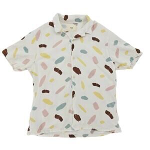 Folk Clothing Unisex Brushstroke Button Up Shirt L